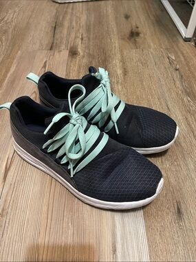 Zara Black Sneakers with Mint Green Laces